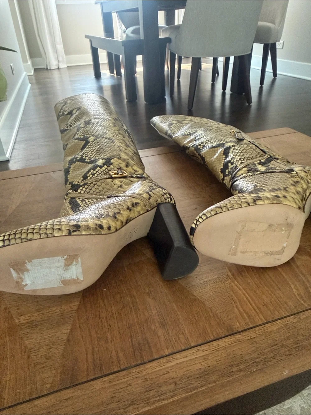 Tory Burch Pull On Snake Embossed Leather Boots
